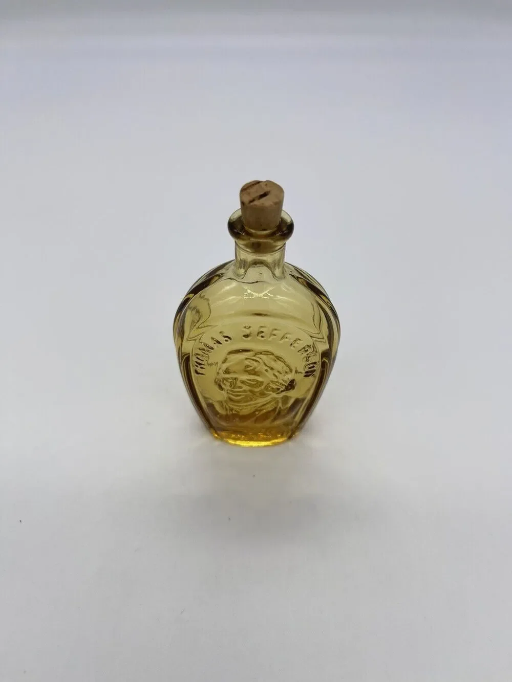 Vintage Miniature Wheaton Amber Glass Thomas Jefferson Bitters Corked Bottle